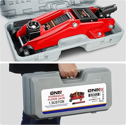 Miniatura 7 de DNA MOTORING Gato hidráulico de perfil bajo para carretilla de serviciopiso, capacidad de 1.5 toneladas (3000 libras), rango de elevación 5.3"-12",