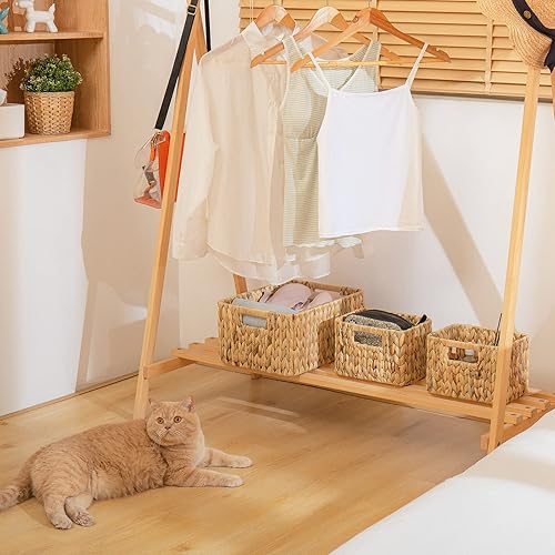 Miniatura 8 de ELONG HOME Cesta de almacenamiento de mimbre, paquete de 3 cestas de mimbre tejidas a mano, cestas de almacenamiento de jacinto de agua con asas