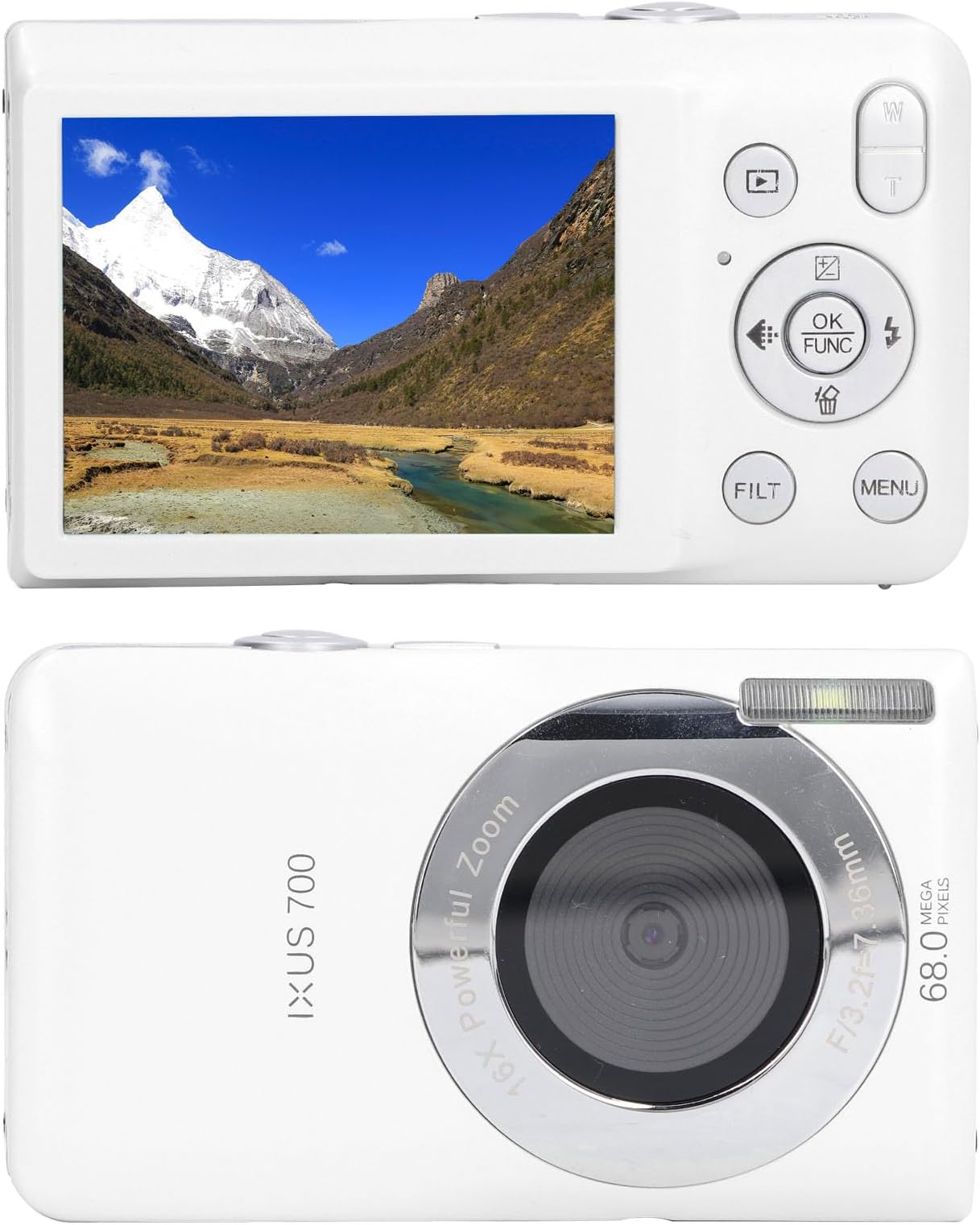 68MP 8K HD Digital Camera 2.7in Screen 16X Zoom Timer Shoot Beauty Filter Video Recording Compact for Macro Photography, Sports Events, Concerts and Travel Photography, with Face