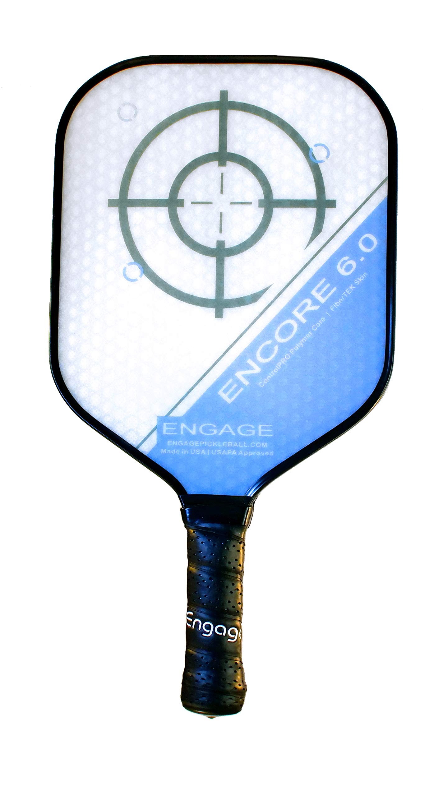 Engage Pickleball EP Encore 6.0 Paddle, Standard Weight 7.9-8.3 oz, Thick Core for Control & Feel, Built for Power & Large Sweet Spot – New for 2020 4 ⅜ inch grip blue