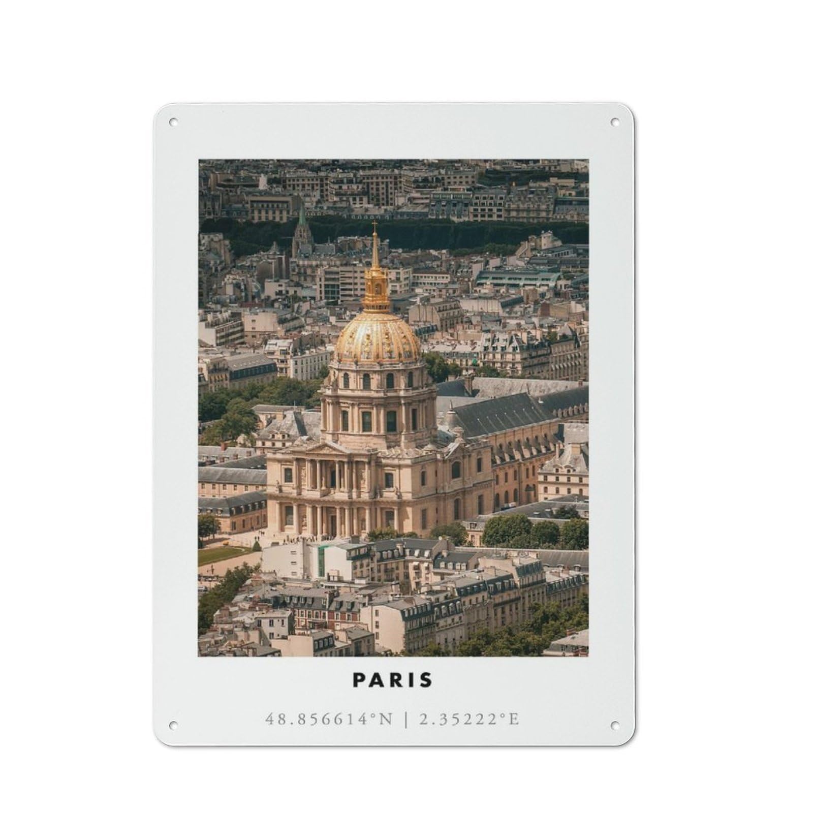 Junmoney Style-13 Metal Sign 40X30cm With Paris Cityscape With Dome For Hallway Wall, Retro Decor, Gift For Hallway Decor Lovers During The Christmas Season