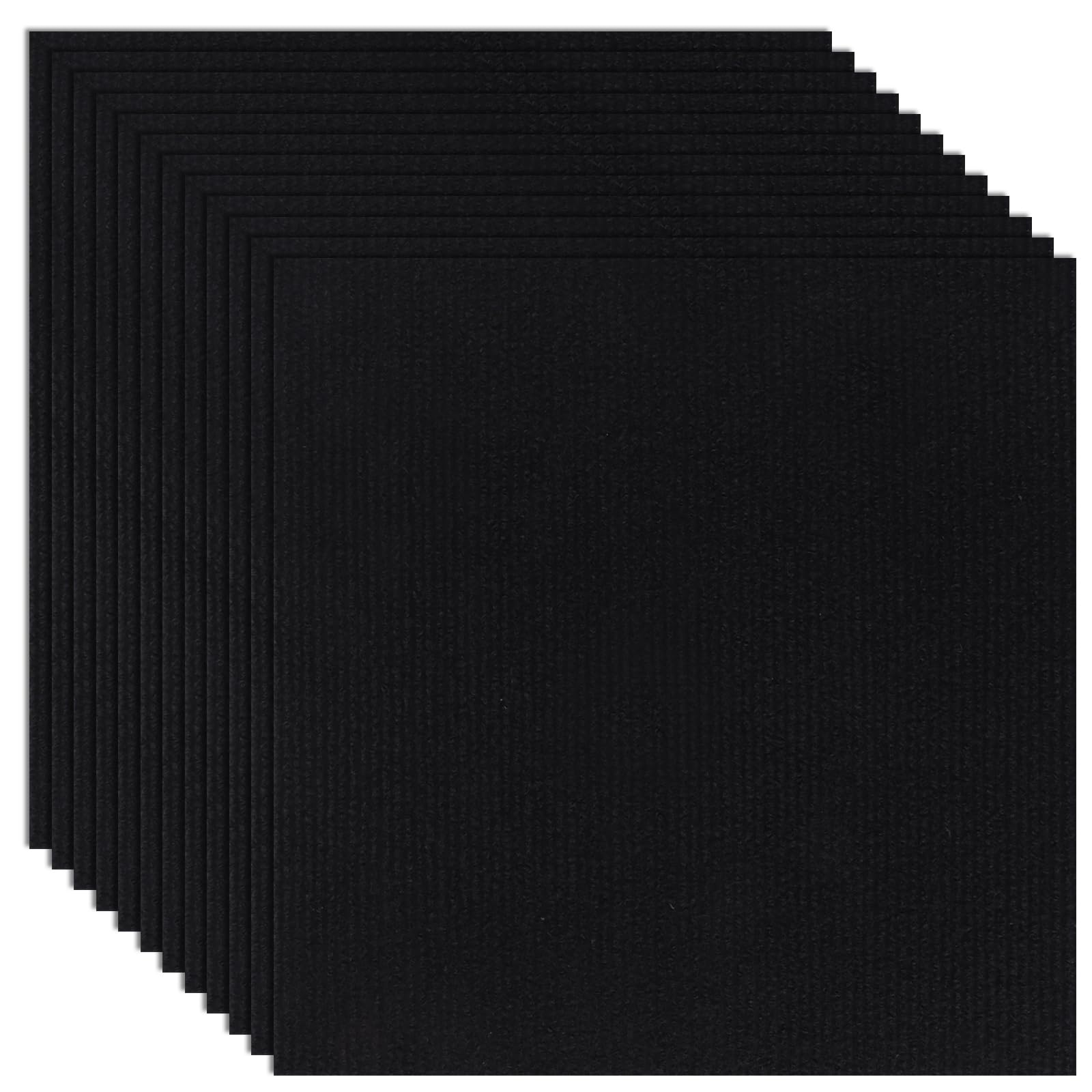 YAYODS 50Pcs Self-Adhesive Black Carpet Tiles, 30 x 30cm Anti-Slip Durable Square Flooring, Easy Peel and Stick Carpet for Office, Living Room, Bedroom