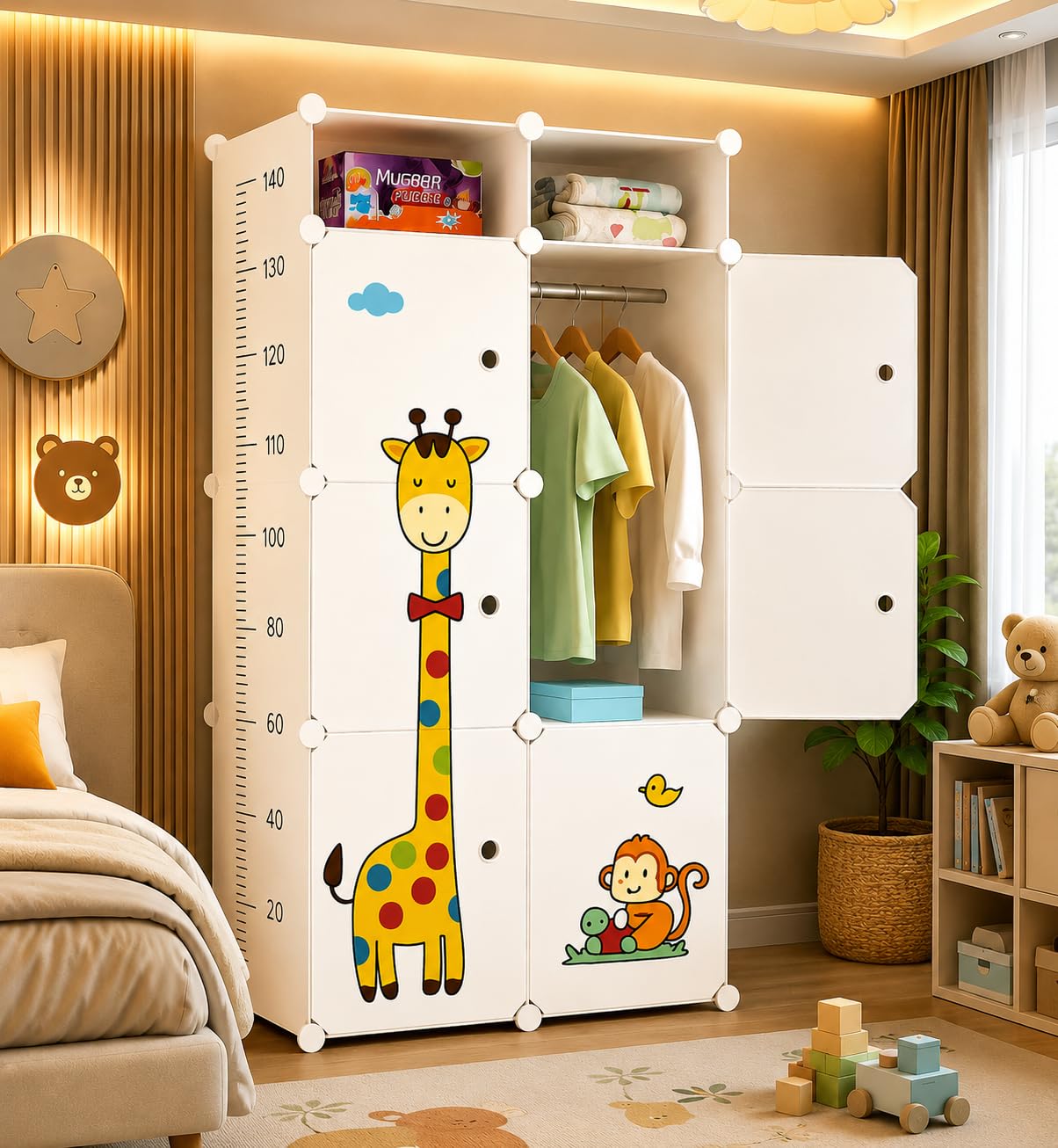 Mevigo 6+2 Door Plastic Wardrobe for Kids and Baby-Cupboard for Clothes, Almirah for Clothes, Baby Collapsible Wardrobe, Multi-Purpose Kids Storage Rack for Home Books,Toy,Living Room -White-O4-image-19