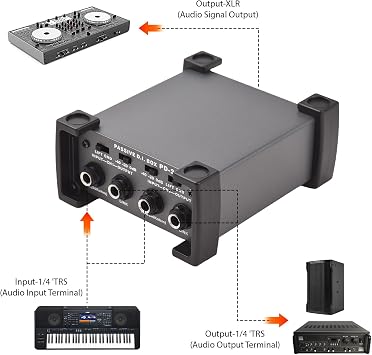 Mtlavish 4 Channels Passive DI Box Signal Processing for Touring and Live Performances with Solid Extruded Aluminium Chassis Rubber Feet and Floor Stay Switch