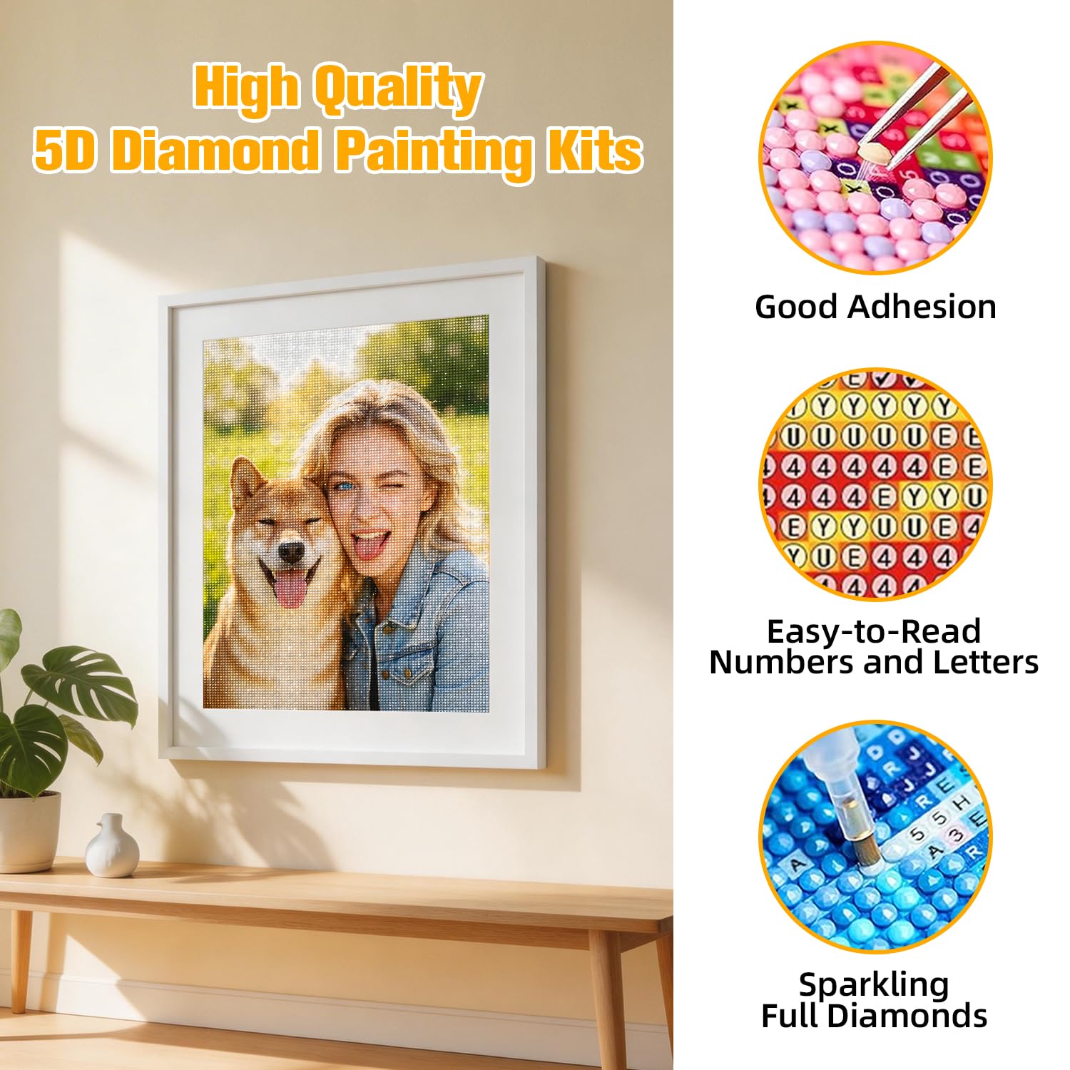 JIOJOG Diamond Painting Personalizado Pintura, 5D DIY Cuadro Diamantes Personalizada Juego Completo De Herramientas, Pintura De Diamantes Para Adultos Para Decoración Y regalos, 40×60cm