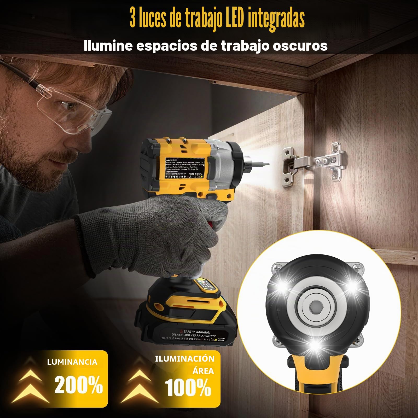 Atornillador de Impacto 320 Nm, Portapuntas de 1/4", Motor sin Escobillas, 21V Destornillador de Impacto con 2 Baterías de 2,0 Ah & 9 Dados & 10 Puntas de Destornillador para Bricolaje