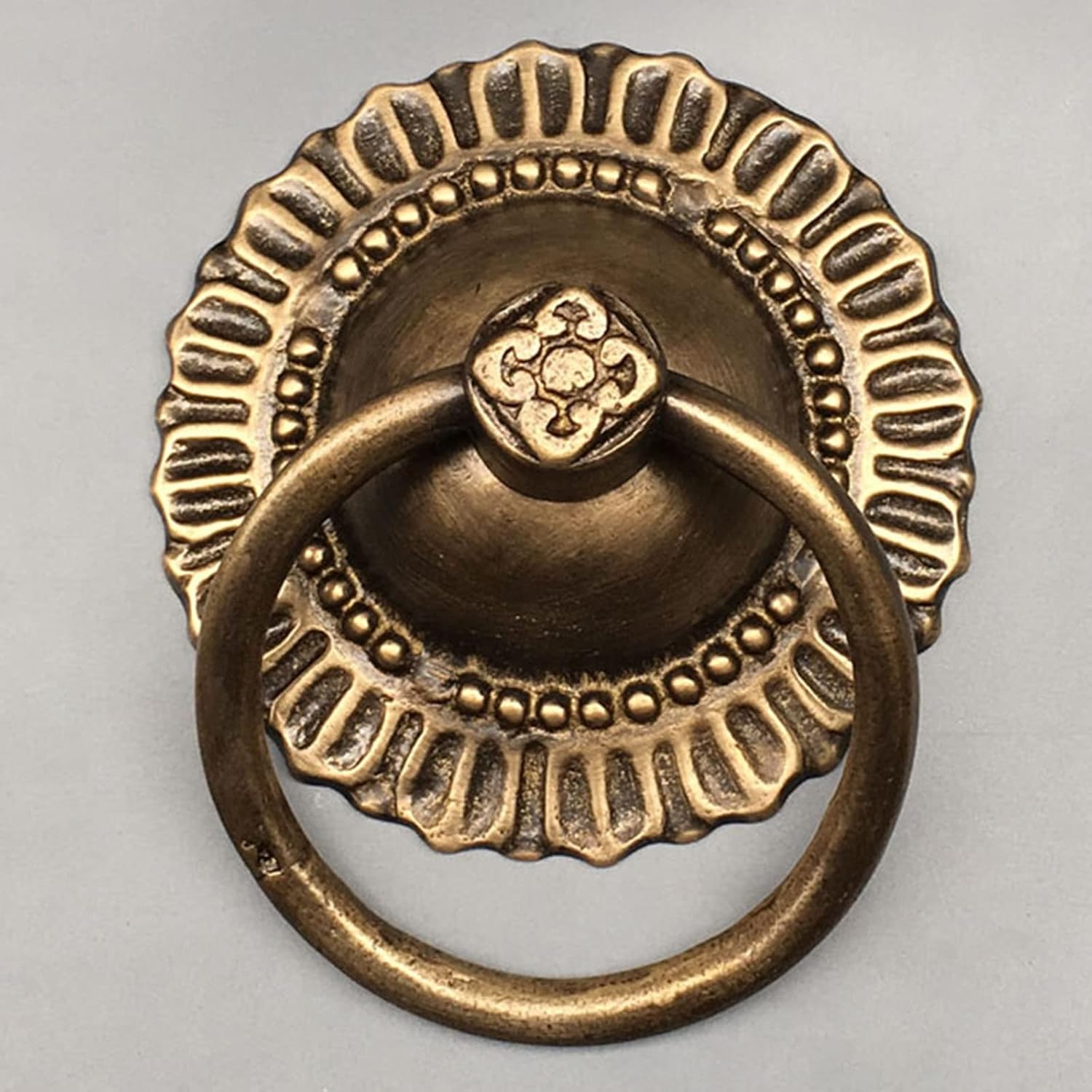 Brass Garden Fence Gate Knocker Front Door Knocker, Chinese Retro Traditional Furniture Door Hardware for Cabinet Cupboard Wardrobe (Color : Bronzed)