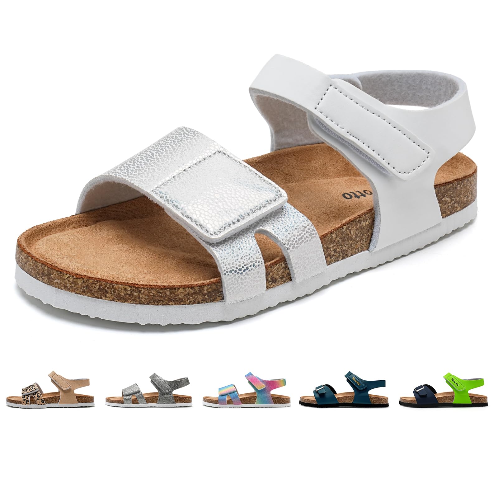 Torotto Sandalen Mädchen Jungen Mit Kork Sandals Kinder Pantoffeln Riemen Verstellbare Schnalle Rutschfeste Mit Klettverschluss Sandaletten für Drinnen und Draußen
