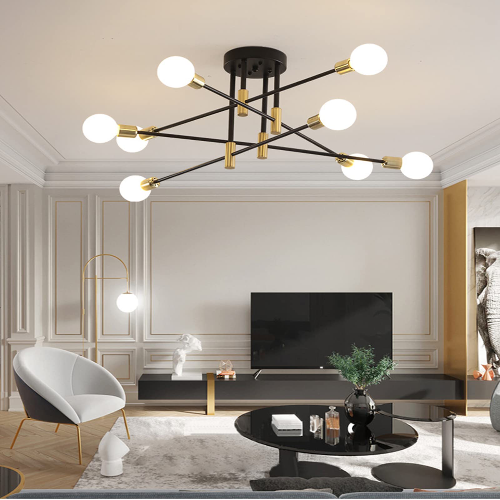 Osairous industriële slaapkamer kroonluchter, 2-lichts Sputnik