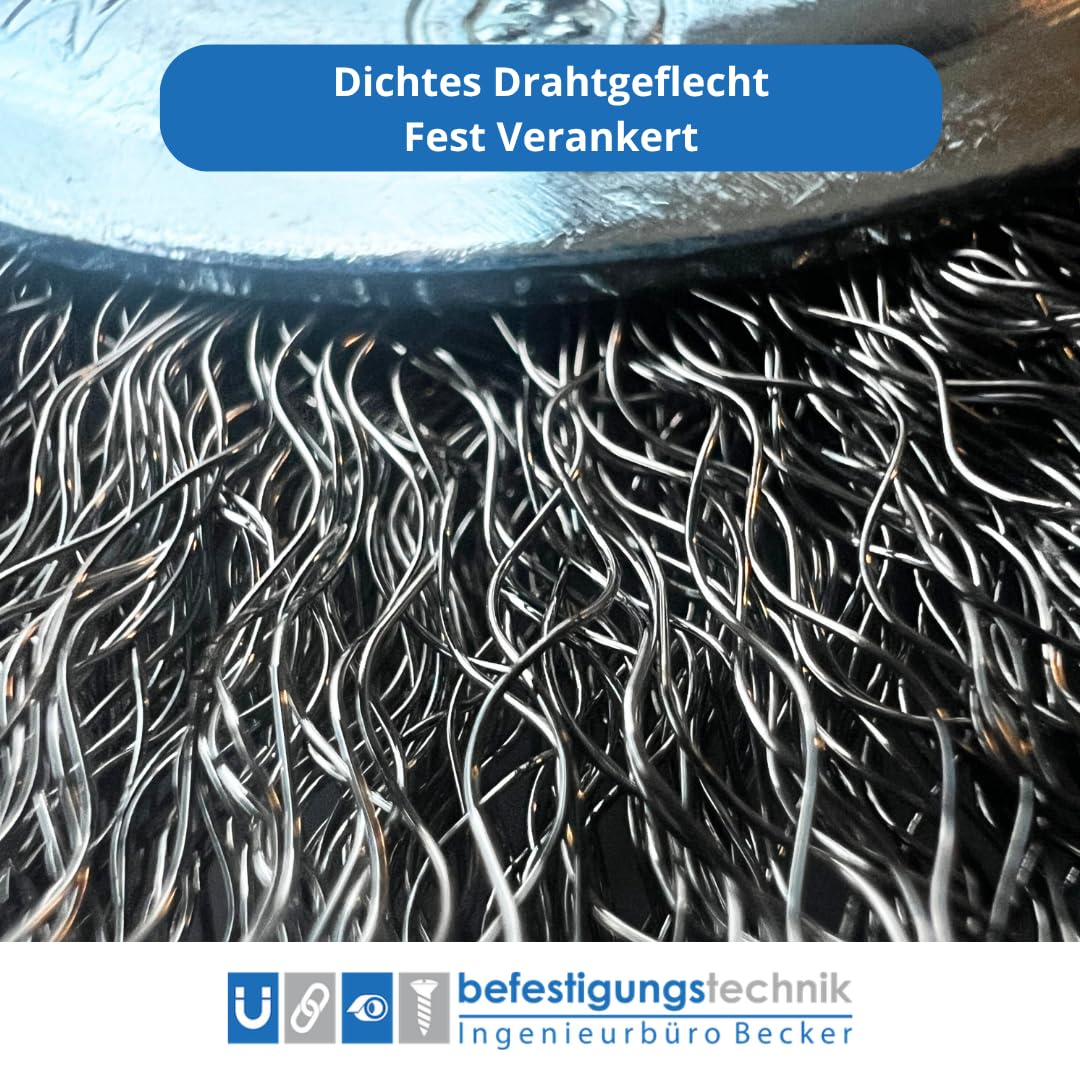 1–60x Drahtbürste 100 mm mit 6 mm Schaft – Stahldraht Scheibenbürste für Bohrmaschine & Akkuschrauber – Rundbürste zur Rostentfernung, Farbentfernung & Metallreinigung (48)
