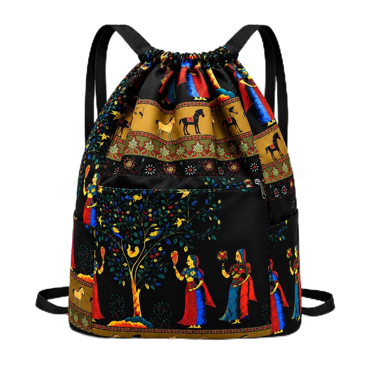 Printed Foldable Drawstring Backpack for Men & Women | Lightweight Waterproof Travel Sports Gym Backpack | Large Capacity Multipurpose Daypack-image-42