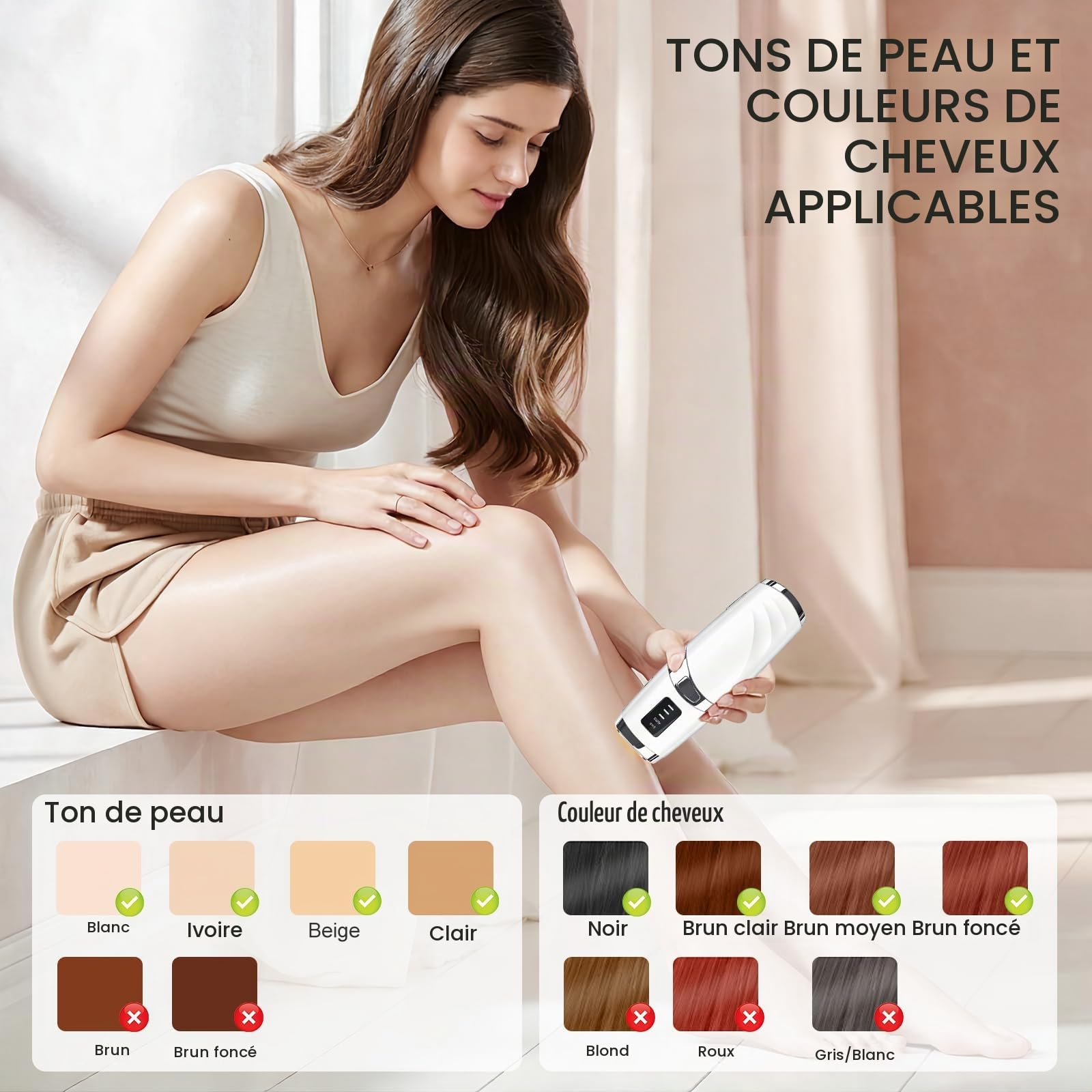 IPL Epilateur Lumiere Pulsee, 999,999 Flashes, 3 Modes, pour corps, Blanc