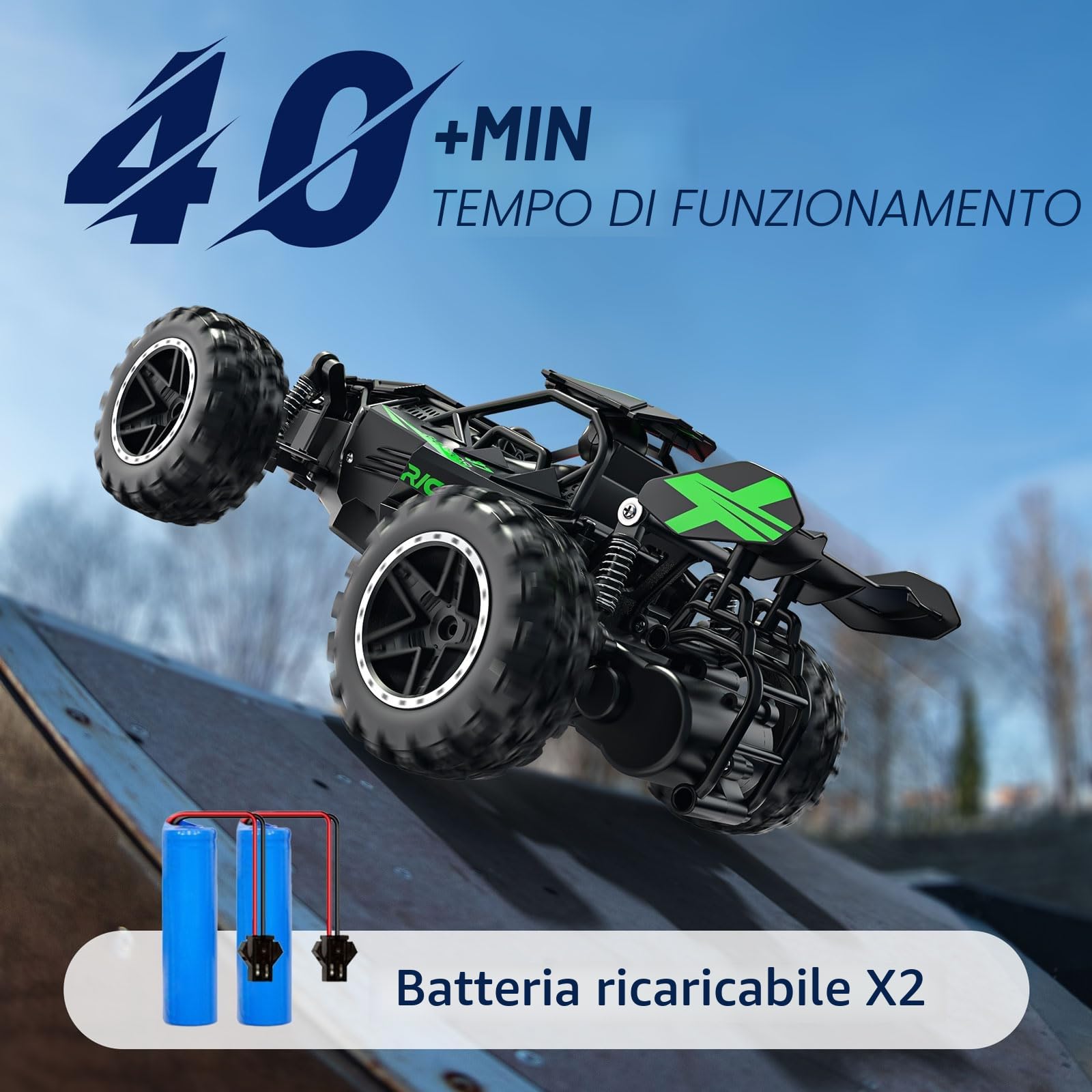 ACAMMZAR Macchina Telecomandata per Bambini, 1:18 20+KM/H Off Road Monster RC Truck, RC Auto Telecomandate per Anni e Adulti, Verde