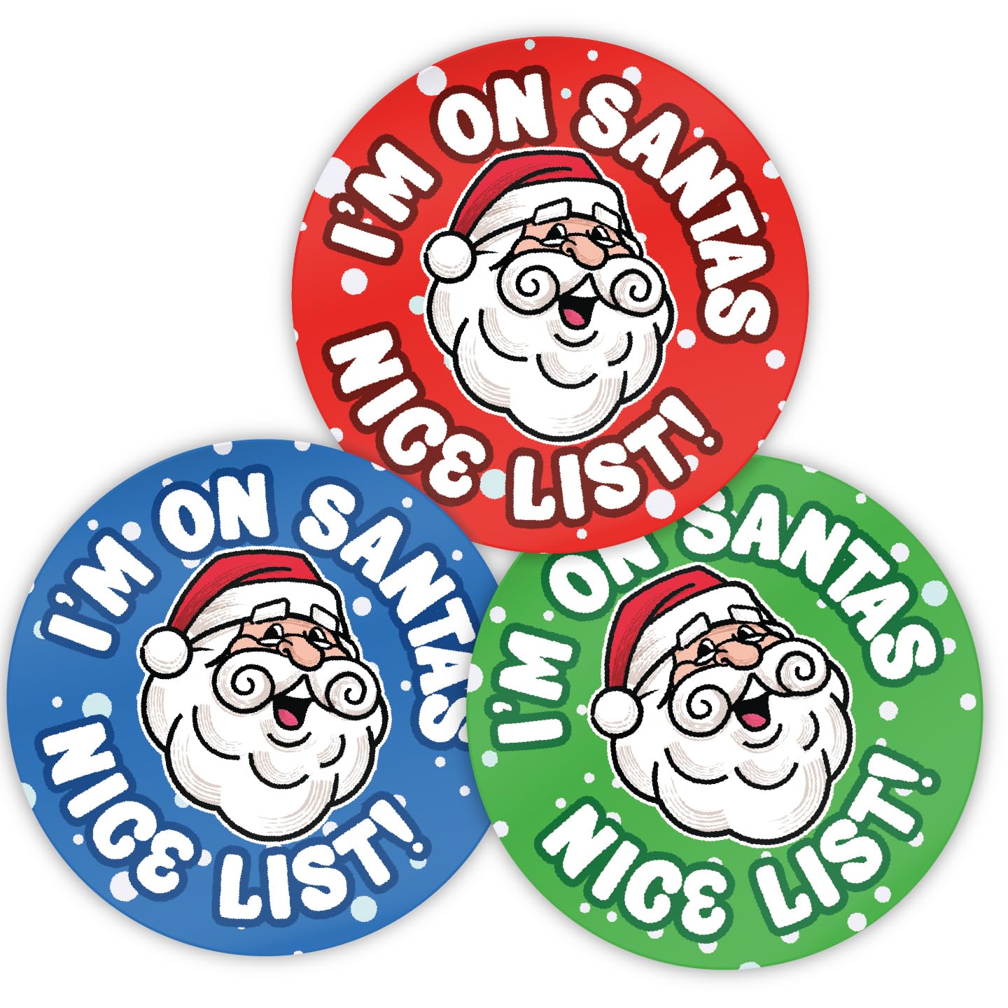 Stone Melon Christmas Reward Stickers 144 I'm on Santa's Nice List Santa Claus Smiling Xmas Stickers 30mm Round Awards Nursery Teachers Parents Children Kids Christmas