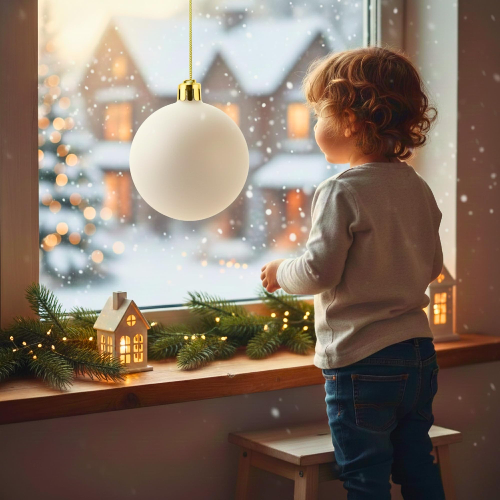 25 cm große, weiße Weihnachtskugel, PVC, bruchsicher, Mattes Finish, Weihnachtsdekoration, Festliche Weihnachtsbaum-Hängedekoration, rundes Ornament für Urlaub, Heimdekoration