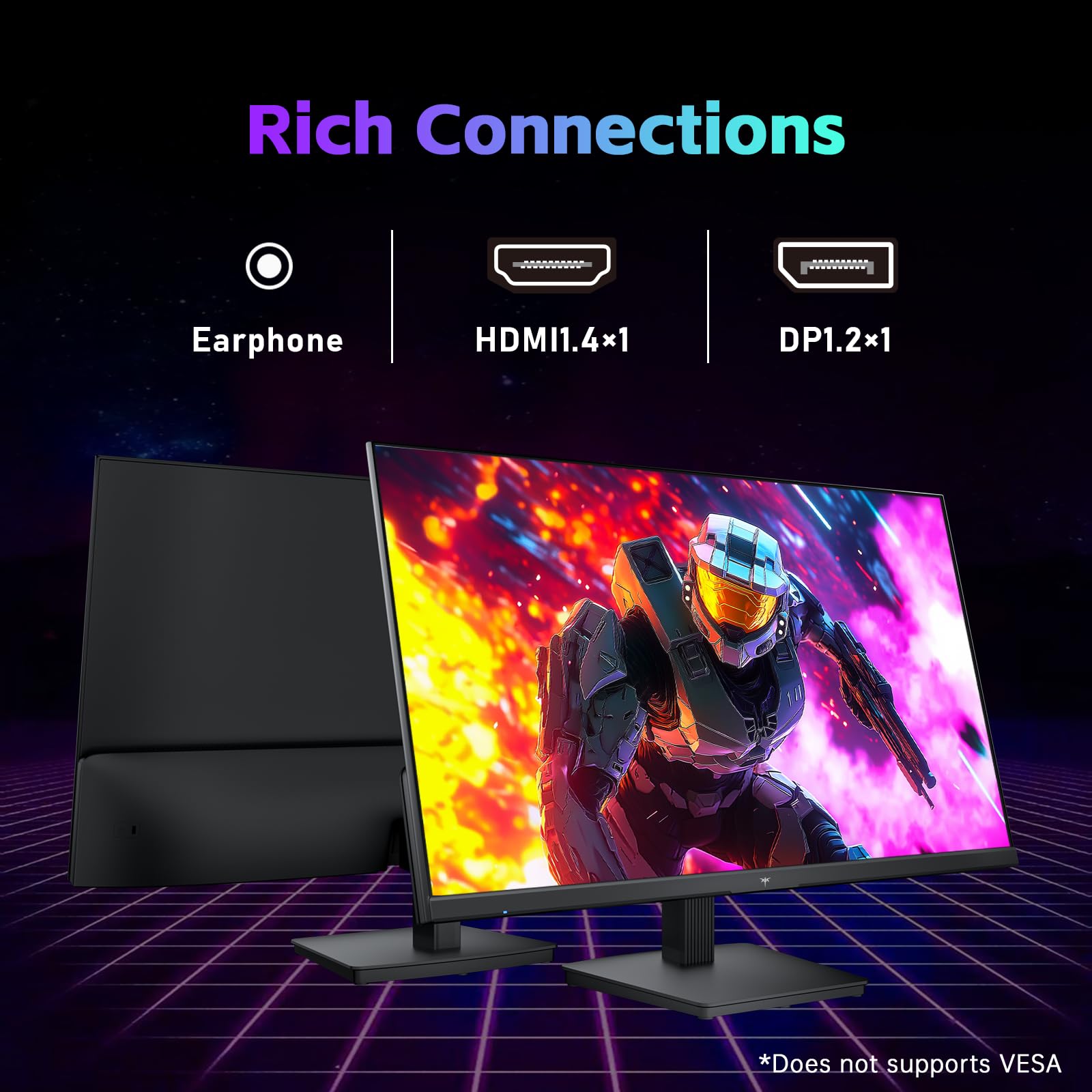 KTC Monitor per computer da 24 pollici, monitor per ufficio e giochi FHD 144 Hz, IPS, sincronizzazione adattiva, porta HDMI e DP, rapporto di contrasto 1500:1, filtro luce blu, impostazione
