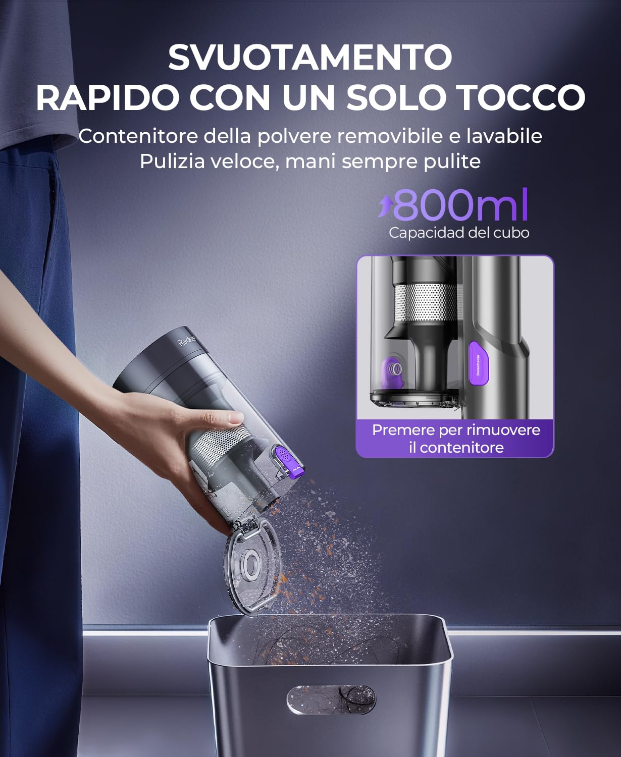 Redkey P9 Pro Aspirapolvere Senza Fili 68KPa/650W/80Min, Scopa Elettrica Senza Fili Potente Verticale con Antigroviglio, Display LED, Aspirapolvere per Animali/Pavimenti/Tappeti/Auto/Capelli