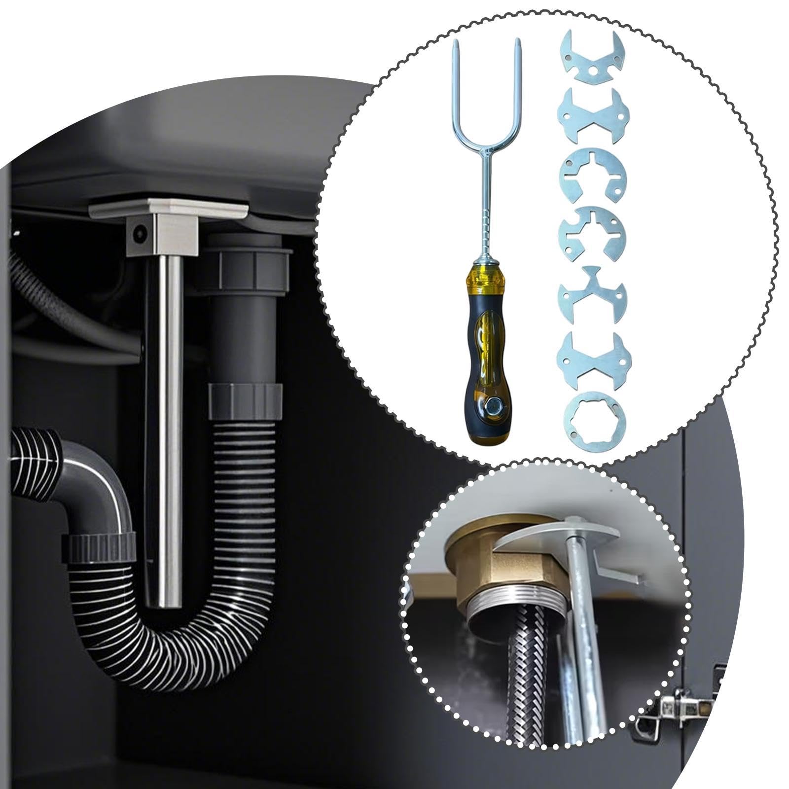F Fityle Llave de fregadero, herramienta de fontanero, herramienta manual profesional, llave universal resistente para grifo debajo del fregadero, para