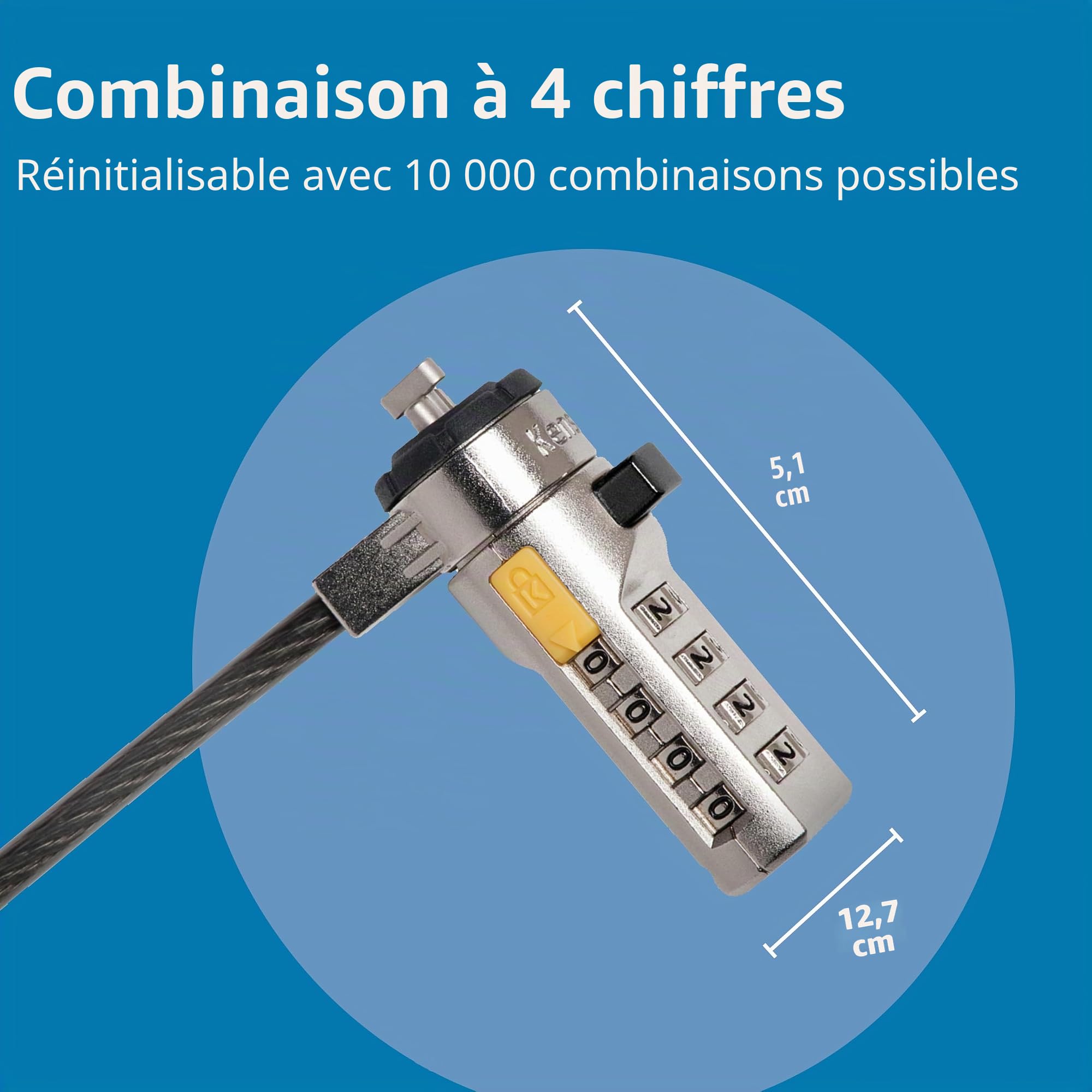 Kensington Câble antivol à combinaison pour ordinateurs portables et autres appareils (K64673AM)