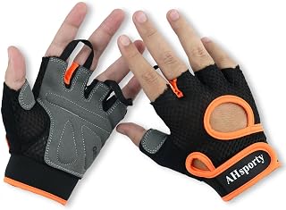 Workout Gloves for Men & Women, Weight Lifting Gloves with Padded Full Palm Protection & Extra Grip, Gym Gloves for Exercise, Pull Ups, Fitness & Rowing (Orange, X-Large)