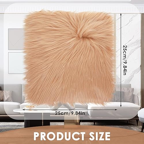 Miniatura 2 de Mini alfombra cuadrada de piel sintética de 10 pulgadas, cojín pequeño y esponjoso para sala de estar, sofá, dormitorio, suelo, funda cuadrada suave