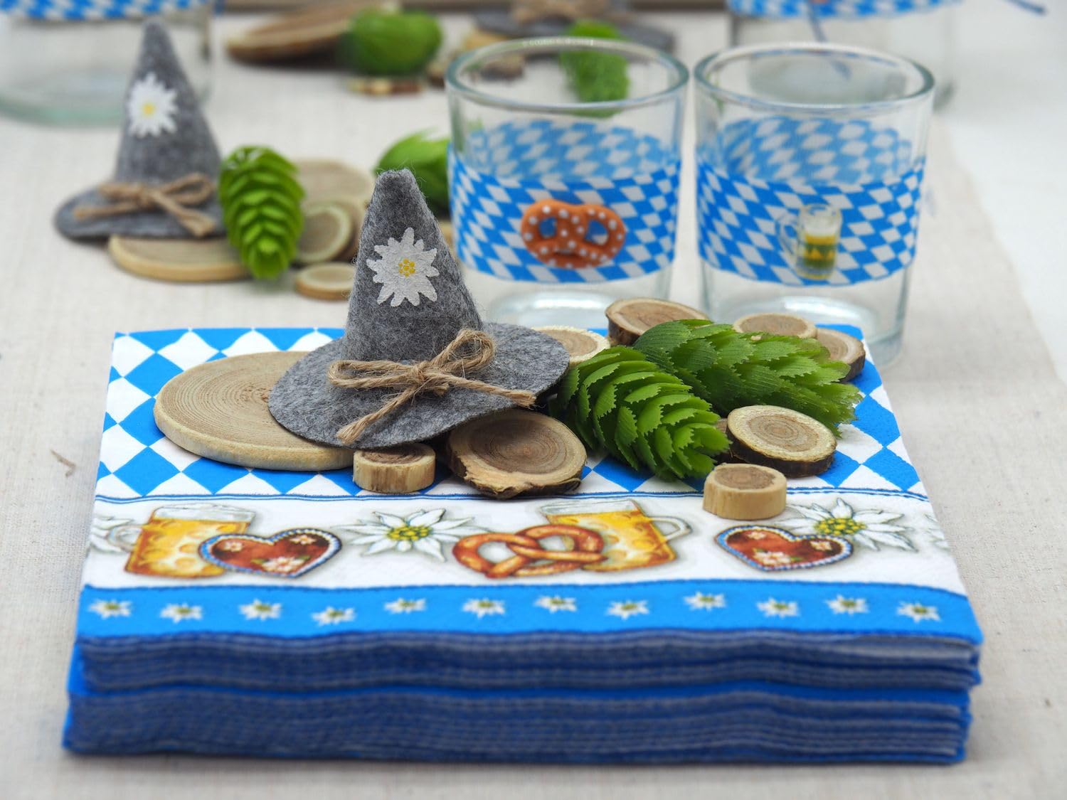 ZauberDeko Oktoberfest Tischdeko Partydeko Bayrisch Blau Landhaus Mottoparty Set
