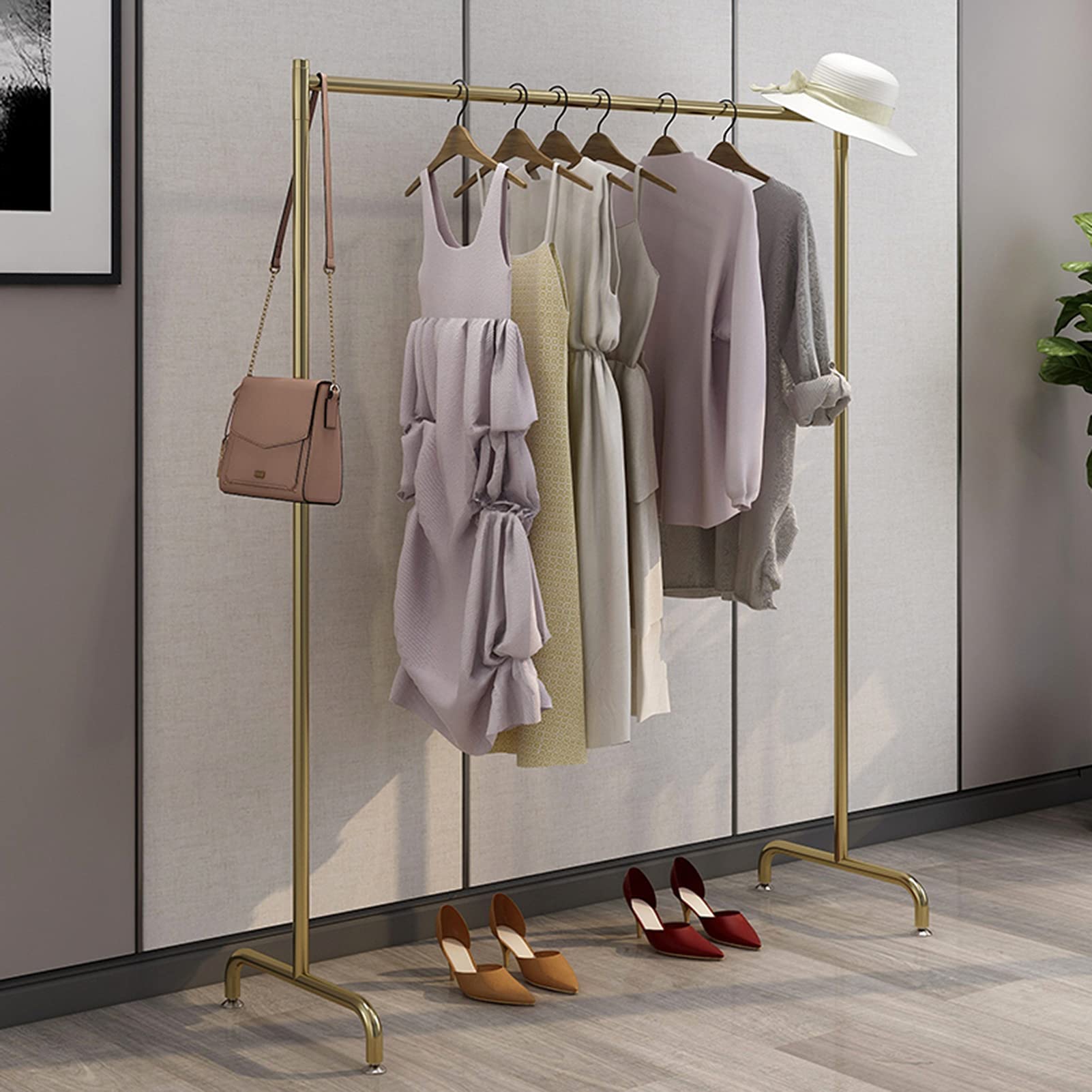 Kleiderständer aus Metall, robust, Kleiderstange, freistehend, mit Einer Stange, für Schlafzimmer, Wohnzimmer, großräumiger Kleiderständer für den Einzelhandel (Größe: 100 x 40 x 150 cm, Farbe: Schw