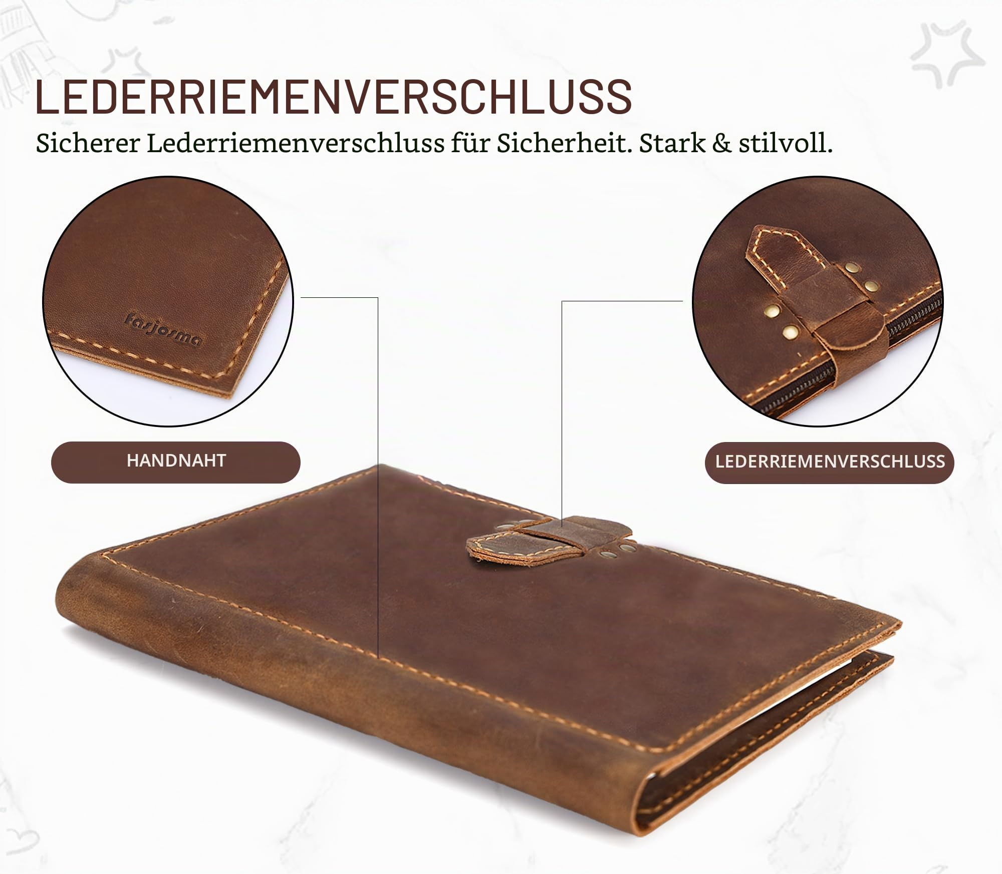 Skizzenbuch-Einband aus Leder für A5/14 x 21,6 cm Skizzenblöcke, handgefertigtes Künstleretui aus echtem Leder, mit Stifthalter und Reißverschlusstasche, professionelles Zeichenzubehör (Braun