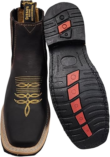 Miniatura 6 de Dona Michi Botas de Tobillo Cortas de Cuero Genuino para Hombre con Punta Cuadrada Hechas a Mano