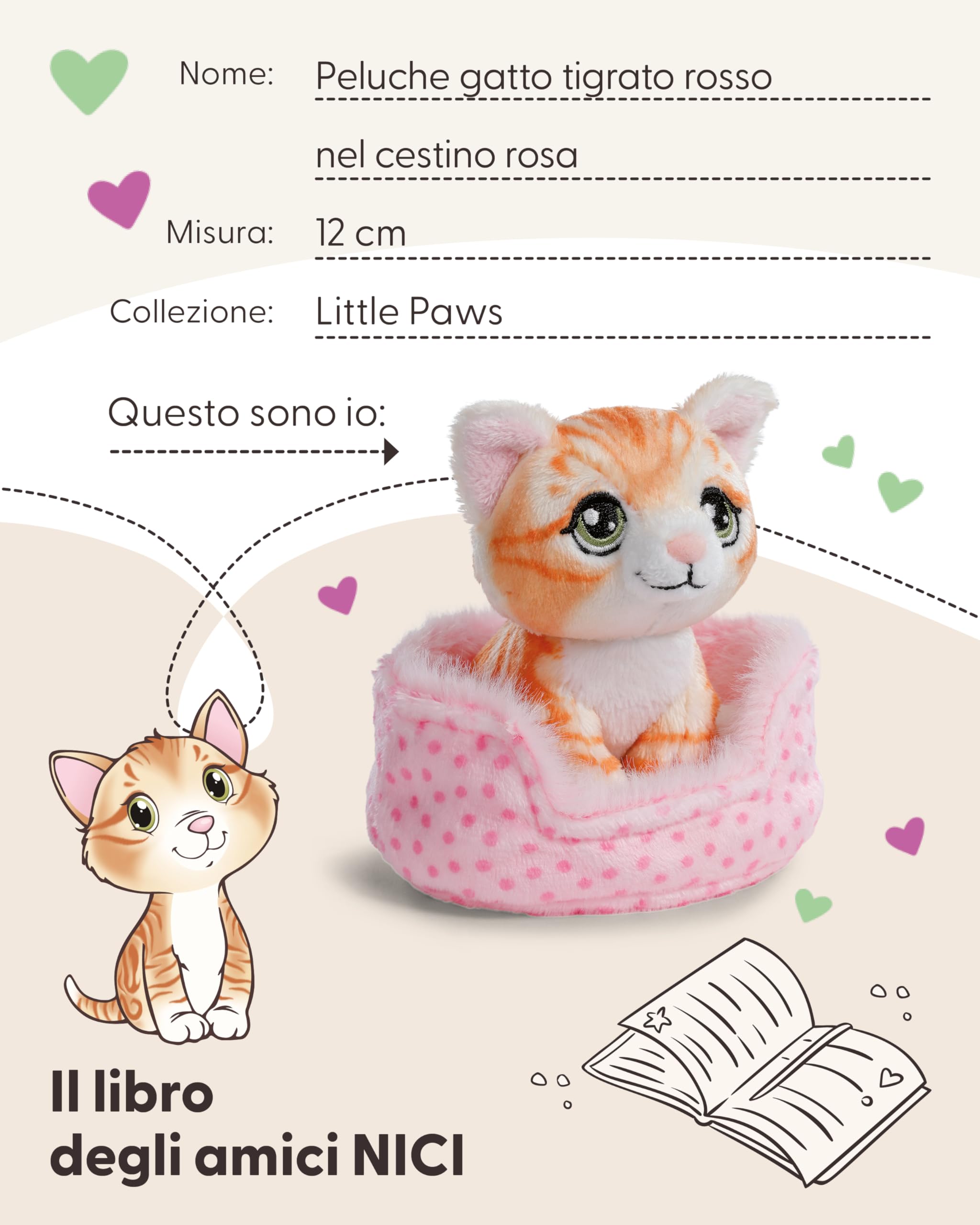 NICI Ciondolo da Tasca a Forma di Gatto Beige, 12 cm, in