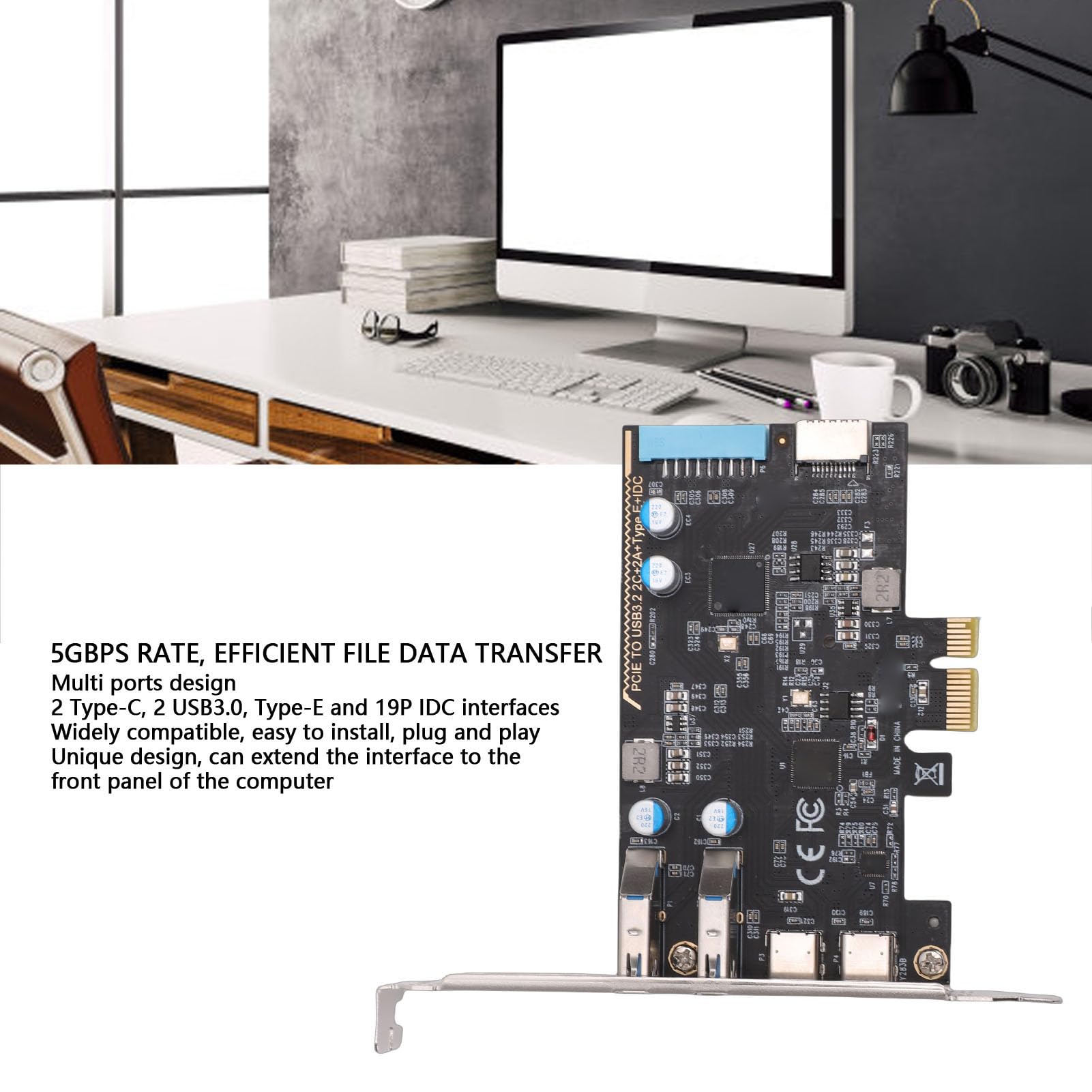 Zunate Scheda PCIe USB 5Gbps 2 Porte USB C Torre Desktop
