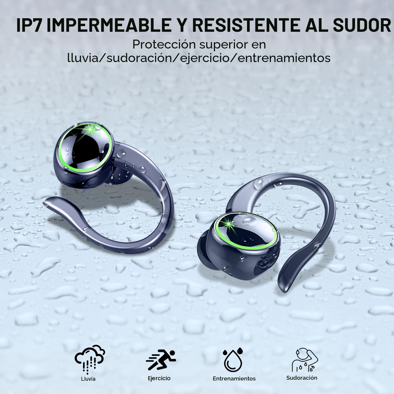 Matast Nueva Auriculares Inalambricos Deportivos, Auriculares Bluetooth 5.4 HiFi Estéreo con 4 HD Mic, 50H Cascos Inalambricos Bluetooth con Cancelacion Ruido ENC, LED