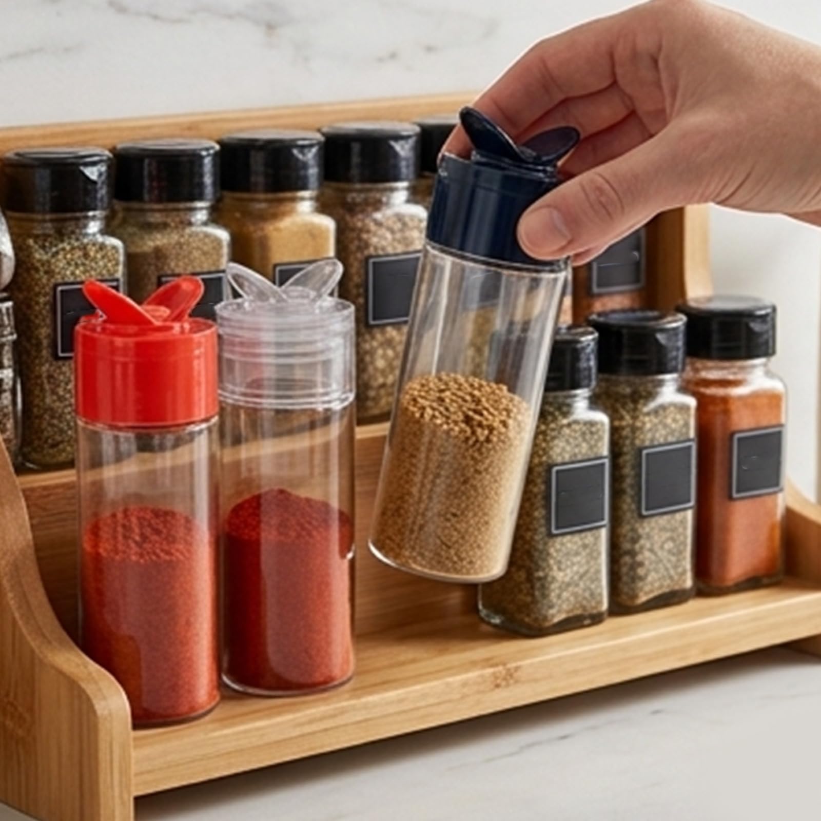 PANGBOER Set Bottiglie condimento con Design a Coperchio Diviso, contenitori Shaker in Pet Trasparente da 6, 7 ​​Once, Confezione da 30 per Uso da Tavolo in Cucina Set Bottiglie condimento Dispenser