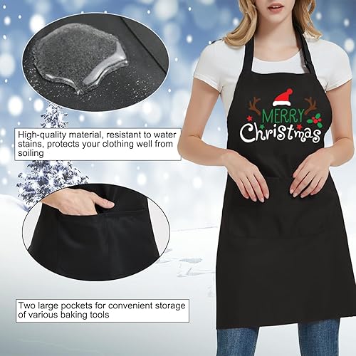 Miniatura 5 de Divertido delantal de Navidad para mujeres y hombres con 2 bolsillos, delantales de cocina de Navidad, regalo para panaderos, mamá, papá, esposa,