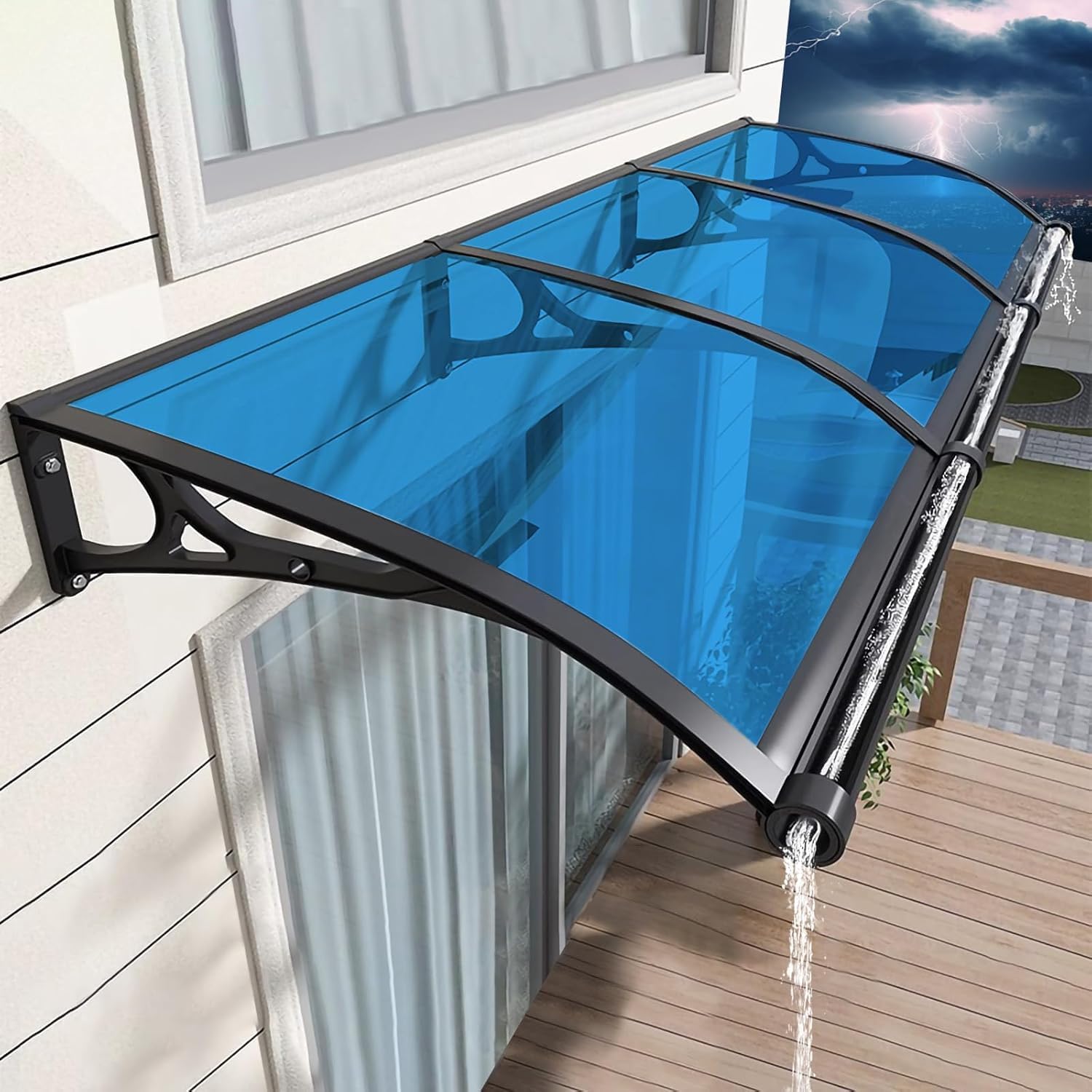 Auvent de porte avec support en aluminium et polycarbonate premium haute durabilité