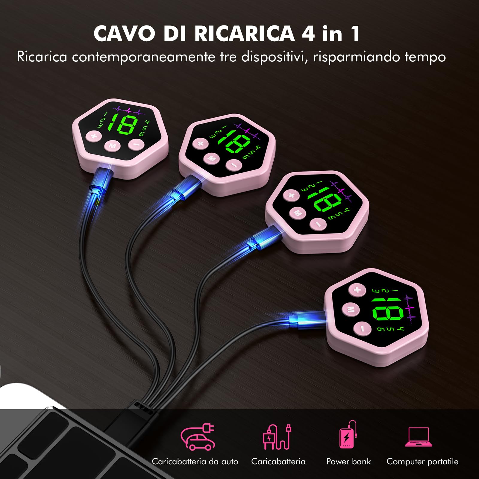 Elettrostimolatore Muscolare - EMS Elettrostimolatore Addominali,6 modalità e 19 intensità, Stimolatore Muscolare Glutei/Addome/Braccia/Gambe