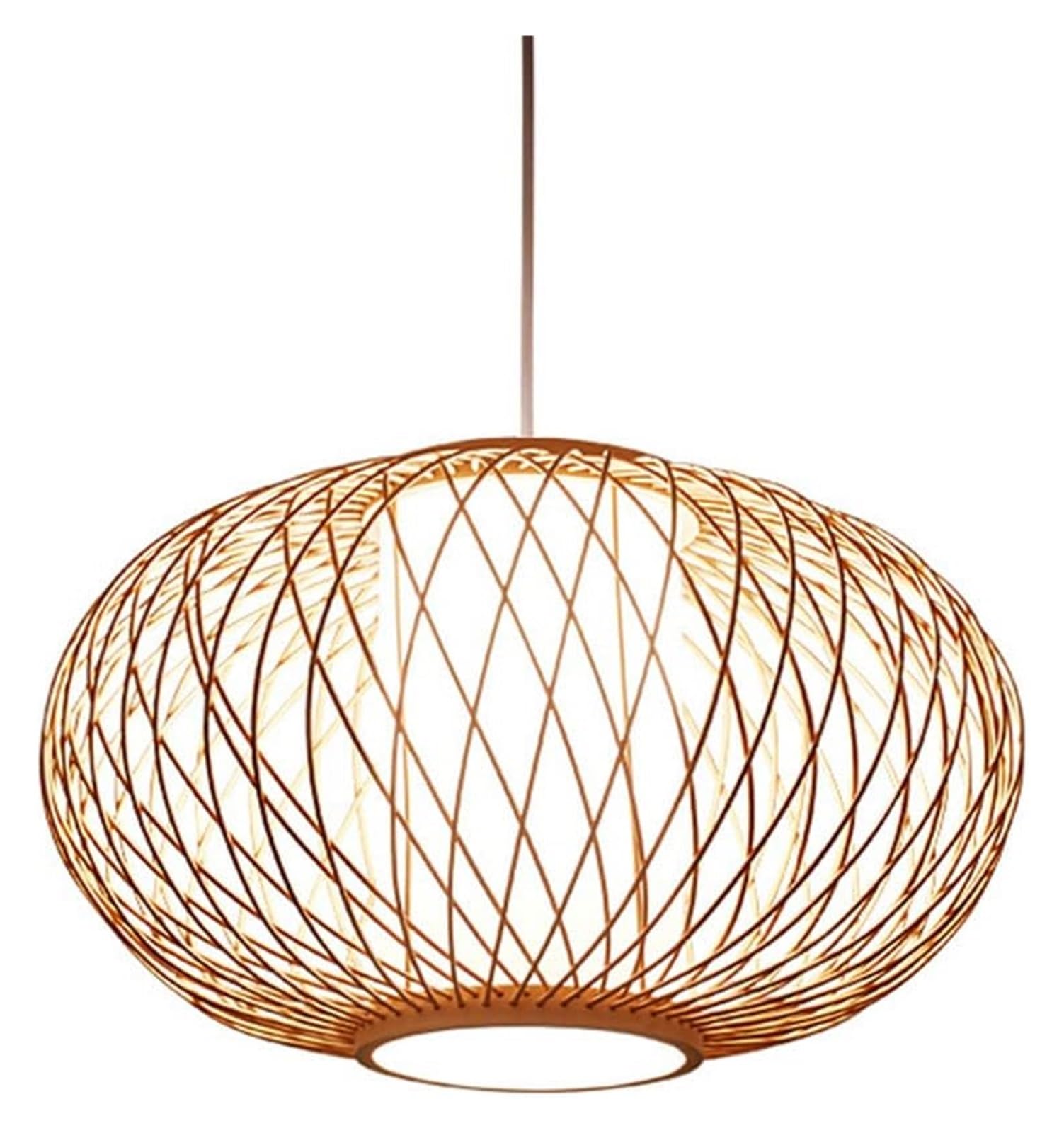 LYMSXAZOU Boho Style Chandelier Cage Lamp Shade 1-Light Modern Basket Rattan Pendant Lights Farmhouse Fixtures