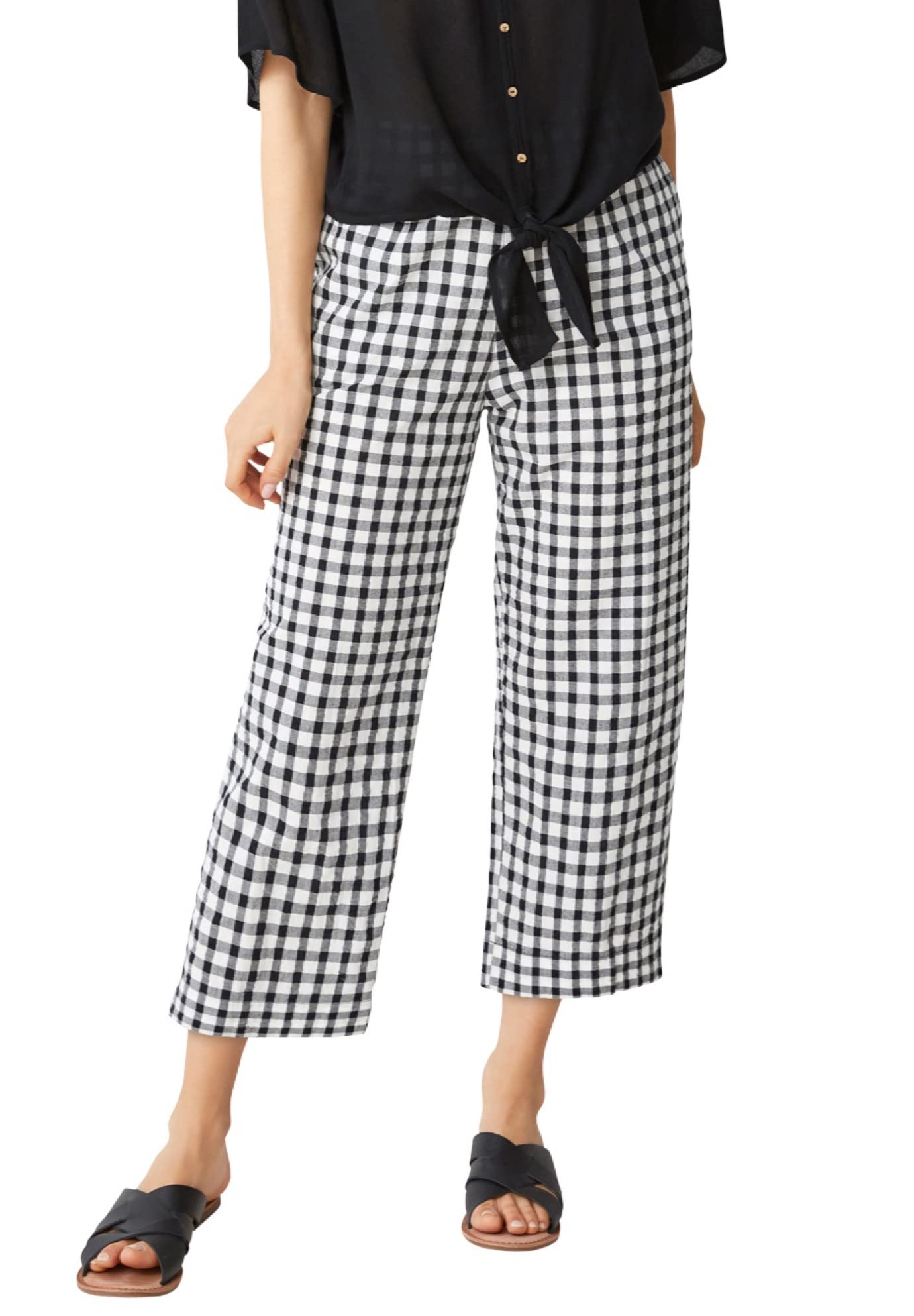 ellos Plus Size Gingham Crop Pants