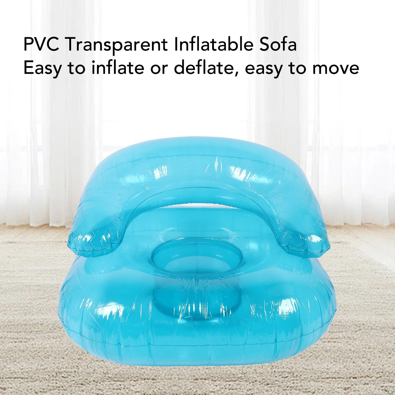 TOPINCN COUCHA Inflable para Adultos, Silla Inflable Transparente de PVC para Uso Interior Al Aire Libre, Silla de Natación de Natación de Natación de Tumbonas Azul