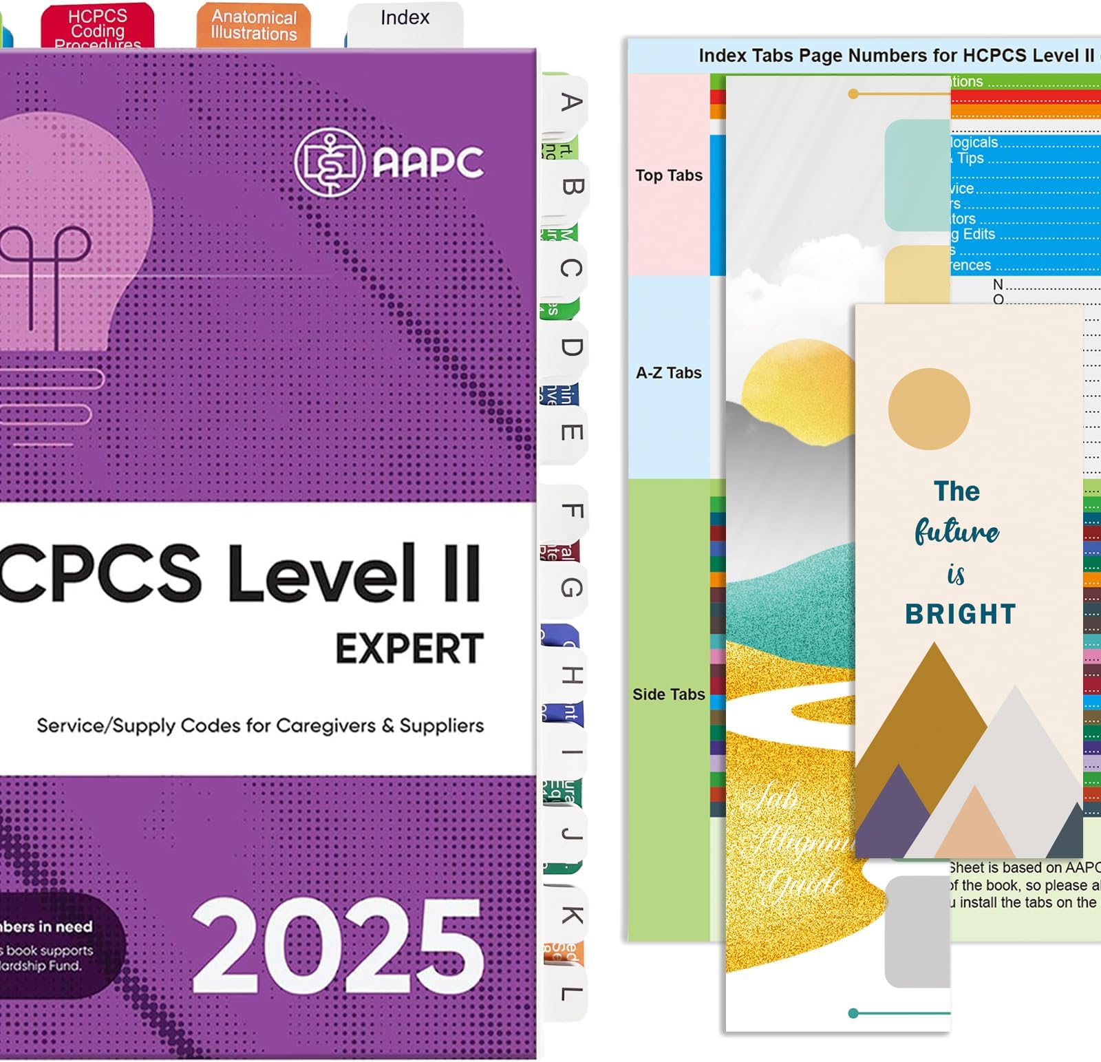 Upgraded Tabs for HCPCS Level II Expert 2025 Edition (AAPC), 96 Book Tabs, Colour Coded with Alignment Card and Page Numbers, Sheet and Bookmark, Laminated, Durable, Book Not Included