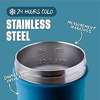 Vista 17 de BlenderBottle Strada Taza mezcladora, botella de agua aislada. de acero inoxidable. con batidor de alambre, 24 onzas, negro