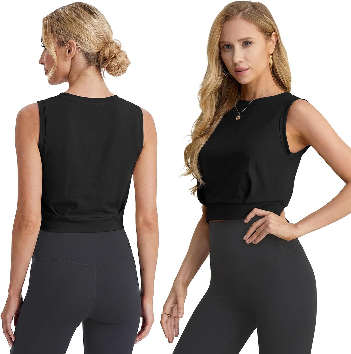 JINKESI Women Workout Crop Tank Tops Sleeveless Athletic Yoga Tops Running Gym Crop Workout Tank Tops