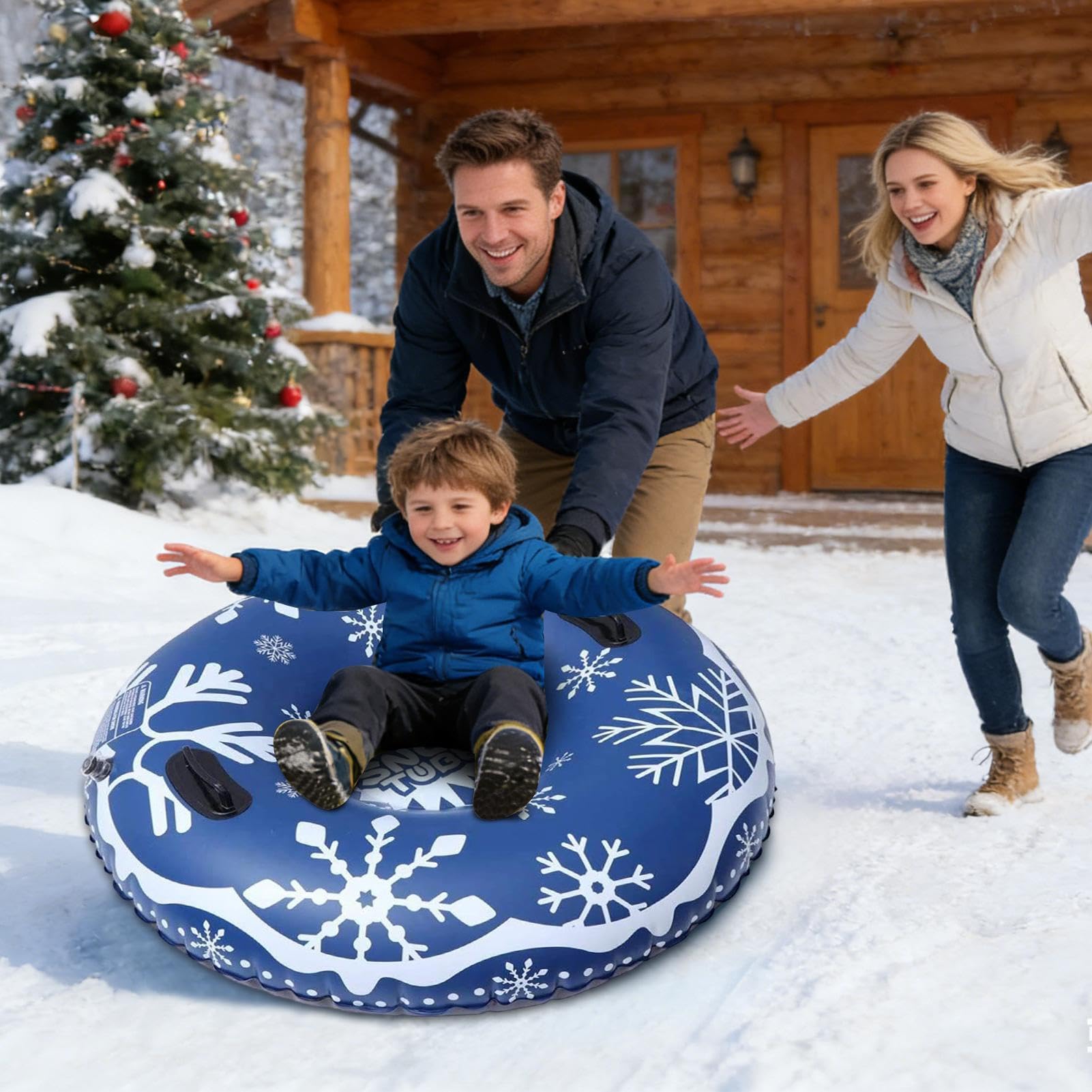 Tubo da neve gonfiabile – Anello da slittino spesso 90 cm, galleggiante da neve invernale durevole, tubo di guida robusto | esterno