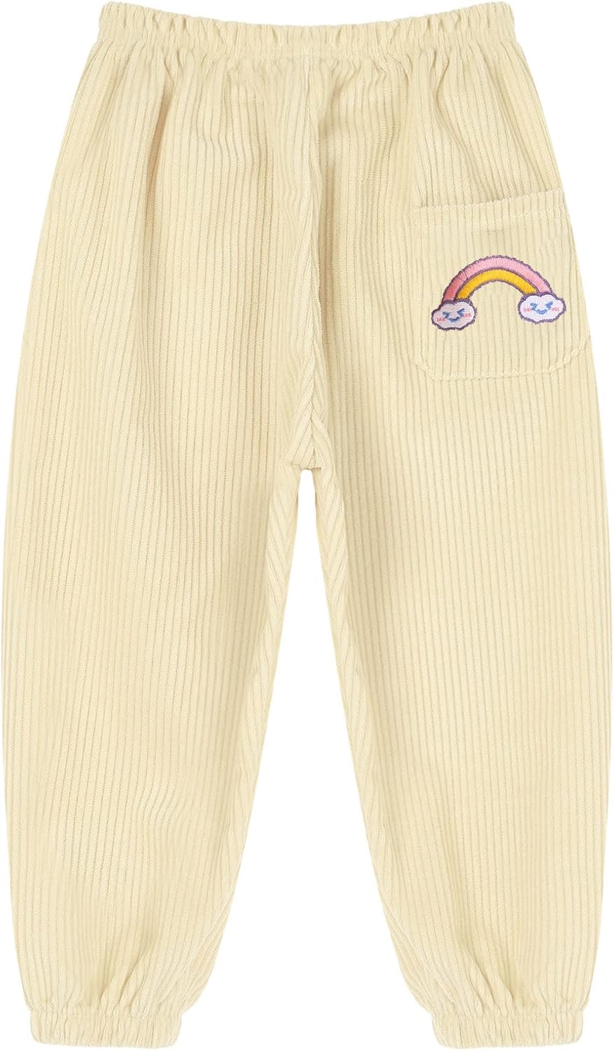 Freebily Toddler Kids Girls Casual Corduroy Pants Cute Cartoon Print Elastic Waist Trousers Outfits
