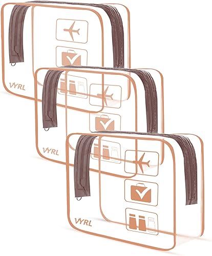 VYRL - Neceser aprobado por la TSA  2 unidades, líquido de tamaño cuarto de galón 3-1-1  Bolsas de maquillaje transparentes unisex premium y