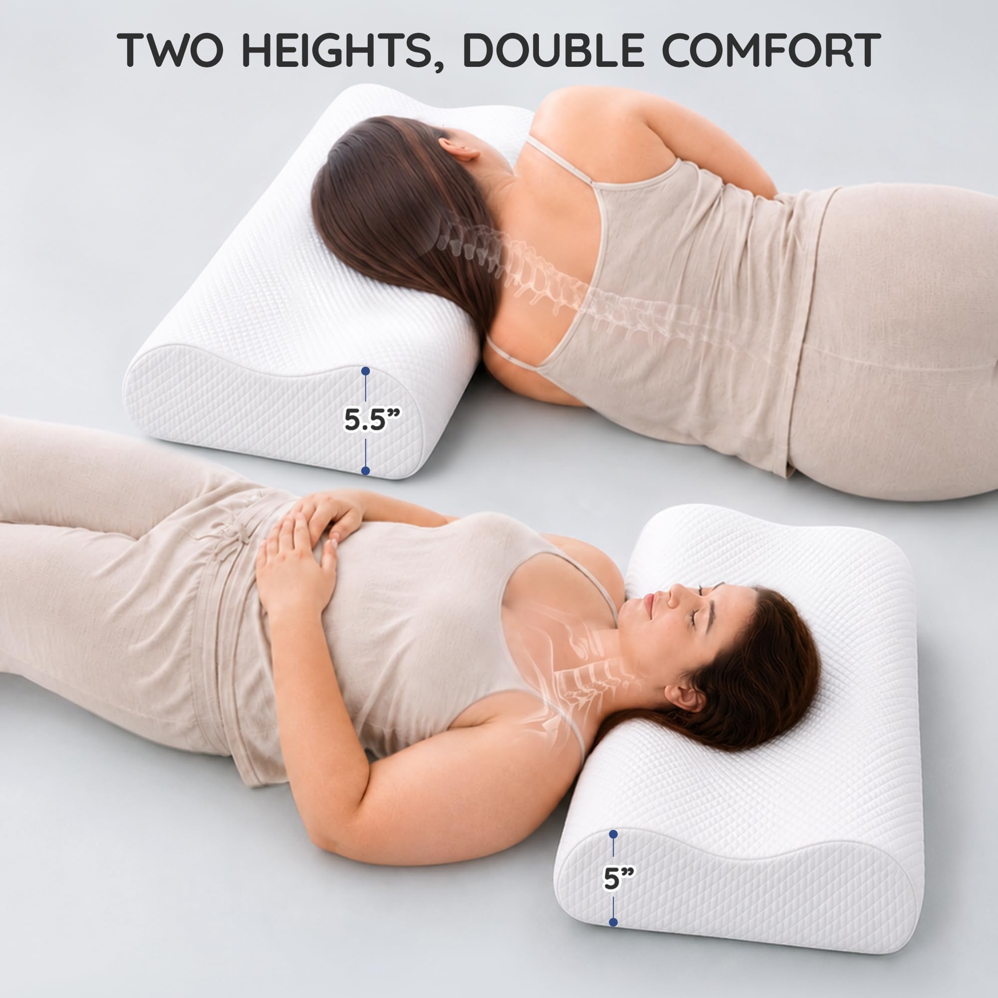 AM AEROMAX Cuscino in memory foam, per letto king size, 81,3 cm, cuscino cervicale per sollievo dal dolore al collo, cuscini ortopedici per dormire, per schiena, addominali