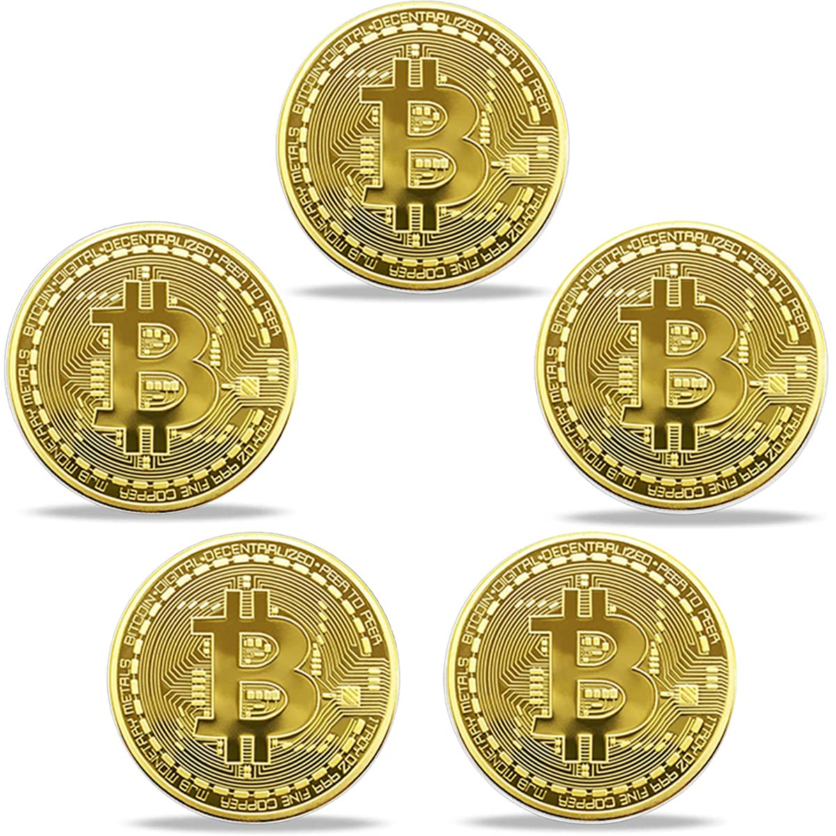 Bitcoin Coin Physical Coins for HODL 5PCS BTC Cryptocurrency Commemorative Souvenir Coin for Collection