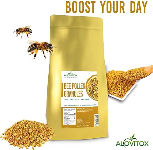 Miniatura 2 de Alovitox Gránulos de polen de abeja  100% puro y natural polen de abeja  Superalimento lleno de antioxidantes, proteínas, vitaminas y más  Levadura