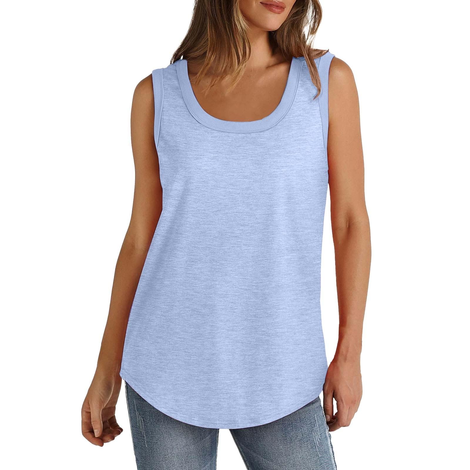 Loxdonz Canotte per le donne Casual Flowy Estate Canotte Senza Maniche Tunica Camisoles Orlo Fazzoletto Flared Swing Camicette, bianco, S
