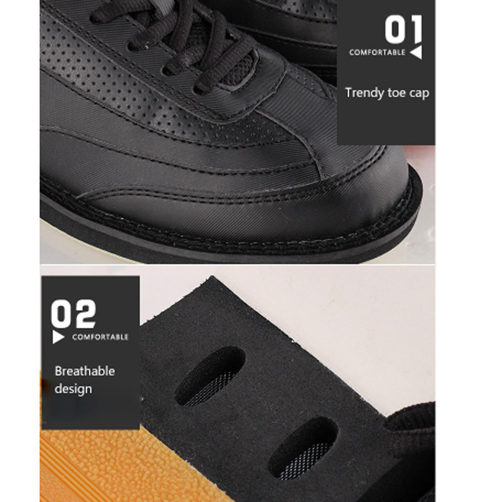 Chaussures de Bowling pour Femme,Chaussures De Bowling pour Hommes,Respirantes Confortables Antidérapantes,Chaussures de Bowling en Salle,pour Homme,Femme et Adulte,Noir,Tailles 34-46